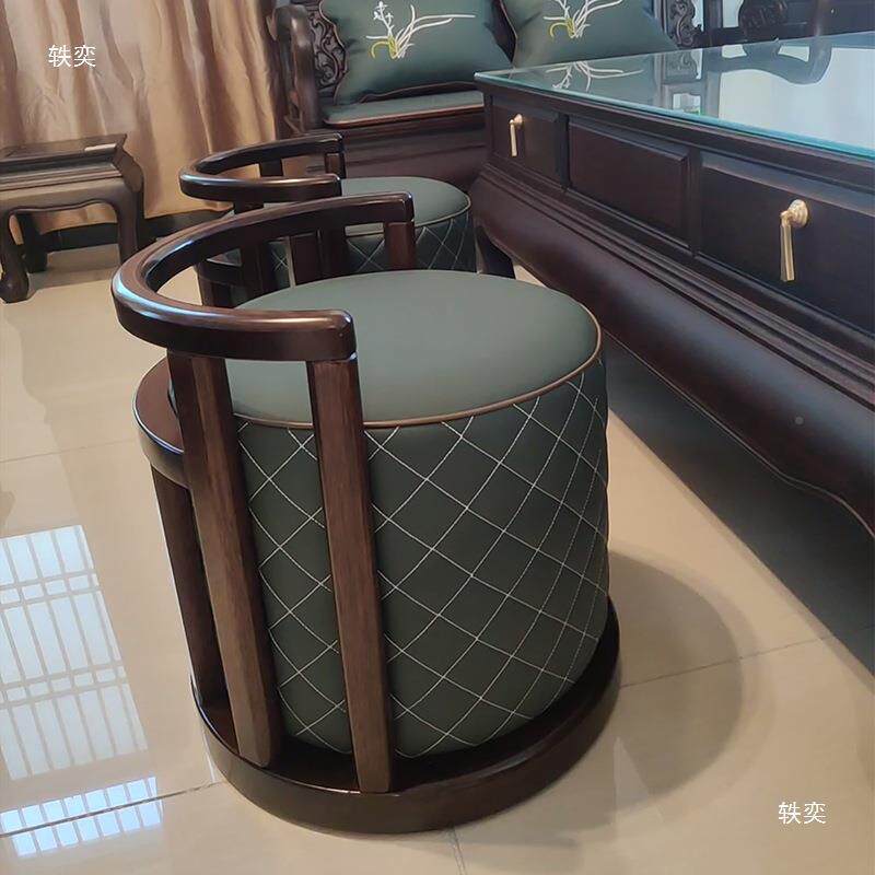 茶桌椅皮凳木坐凳新中式茶凳茶实木鼓凳圆凳矮子凳小无品牌/轻奢