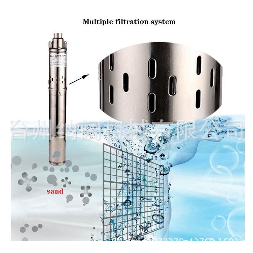 3inch不QFG锈钢深井杆泵220/50Hz高扬程深水电动V螺抽潜水机水泵