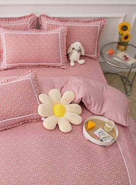 韩版欧彩小棉小碎床花斜纹加厚磨四件毛套清新ALJM床上用品单被套