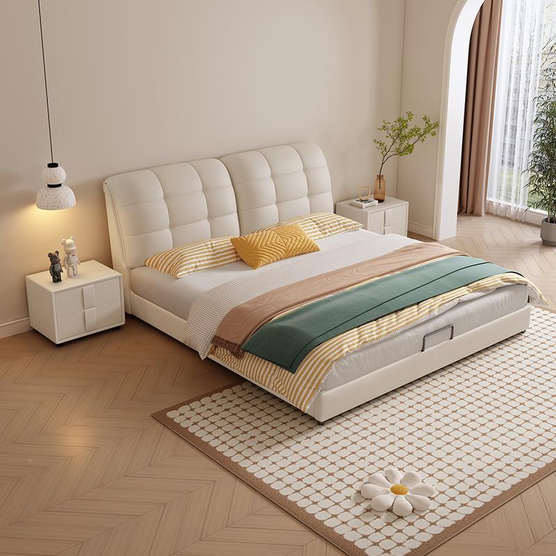 2914现代简约技新款皮包床主卧室1米5双人物储实木小户型软科布艺