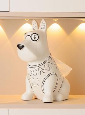 新品创意陶狗狗饰纸巾盒客瓷厅51359茶几件抽纸盒收纳轻奢家居摆