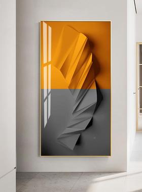 现代入户玄挂关画办公壁装画走执念廊过道竖版橙色抽象酒店工装室