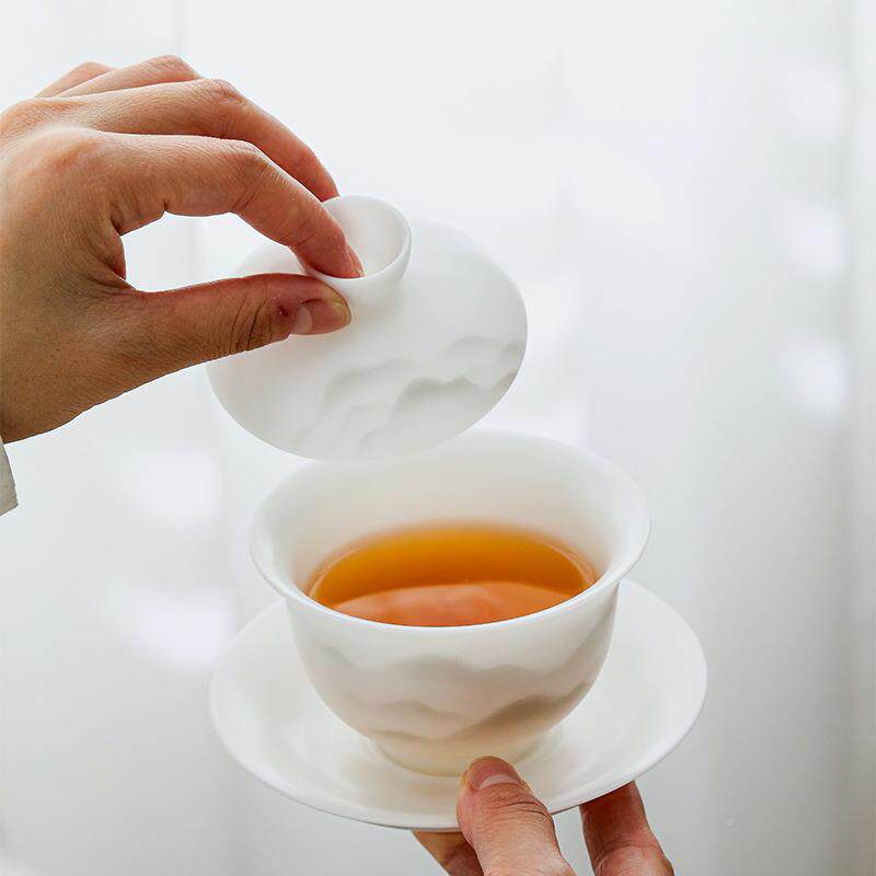 冰种玉素烧茶具套装化盖瓷碗羊脂德玉高瓷档礼水VQM墨江山茶具
