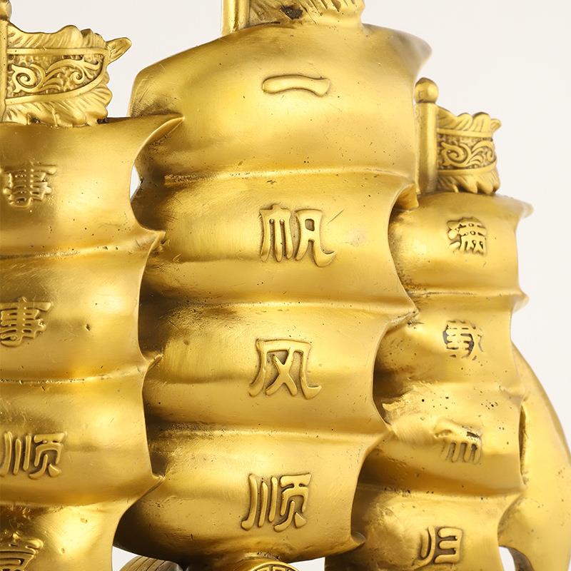 顺厂家铜船一帆风件满载而归摆元宝船家居客厅ADN办公室摆龙件