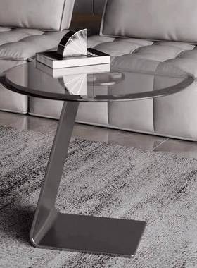 现轻高颜值客厅钢化玻璃家用小意茶几圆形代角几奢式极简91863沙