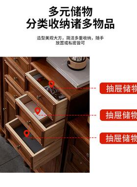 美式柜子复19762古储物物柜抽屉式带门实木收纳窄柜夹缝置卧柜室