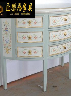 式手半绘圆玄关法柜式别墅样板间SFY-7856浅蓝色玄关柜储欧物柜家