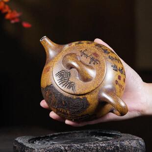 大品茶壶50cc原矿窑柴JDZ烧5石瓢纯手龙工刻高端茶具厂绘家供货