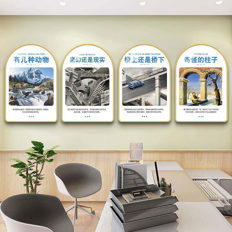 心理室咨询挂图画团活动辅导室压文化墙室挂画减错觉体图装EAG饰