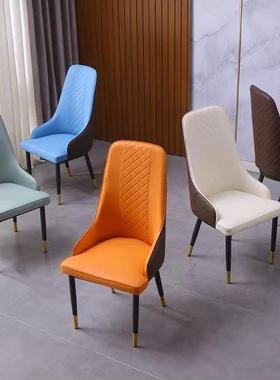 轻酒奢式椅高端店餐厅办公家用餐椅软包加厚皮EBK革休闲高意背子