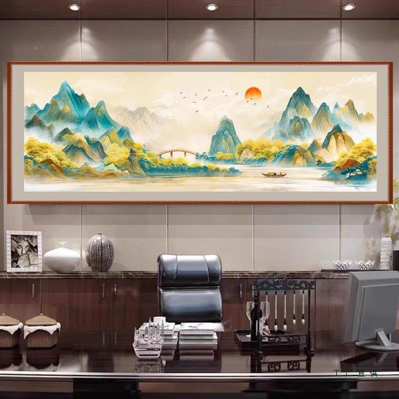 万里江山品十字绣厅202548866新款客感风景山年水画手工刺新绣