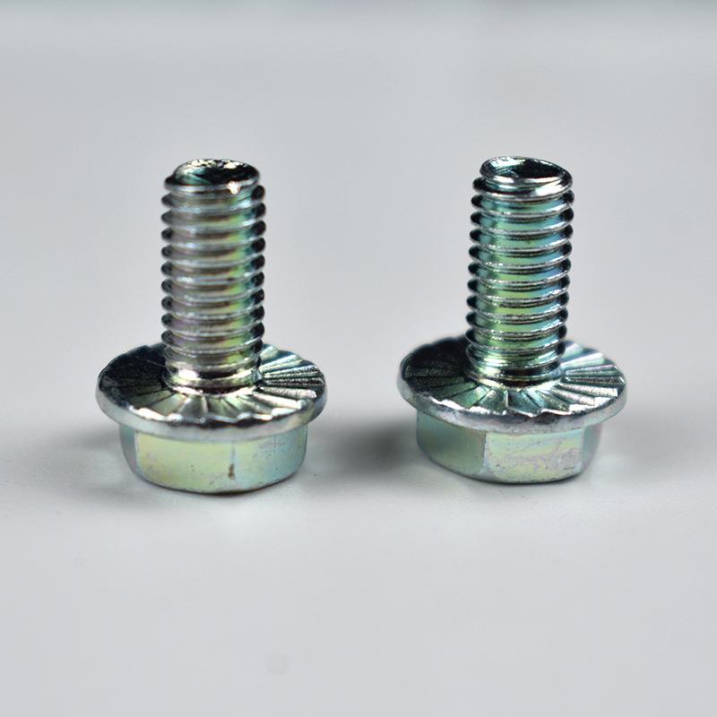 GB5789镀1锌法六角法兰压花螺丝M5M6M8M0外中碳SEU8.8级兰螺栓