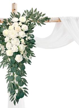 摄白色门饰楣花影道背景装拱门YRB花婚庆装饰花艺具花