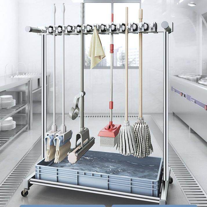 486布S落2工V不锈钢拖把架可移动置物架阳台地整理清洁具墩扫把架
