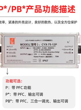 现INM货专CXY系列75防水电源驱动器亮化工程业设备电源LEWD关开电
