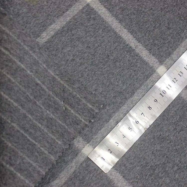 现货子料羊毛大衣布秋JHQ双面条纹毛呢面料冬粗纺格格纹面料