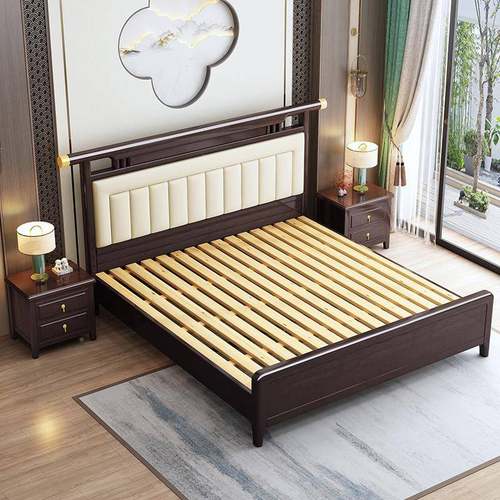 新中式实木床.8米双人大婚床现代中式.1物5m轻1奢主卧高箱CPS储家