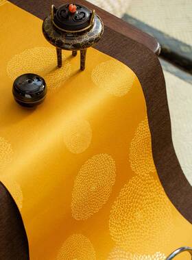 知舍茶具代石桥茶席三拼40183布接桌旗艺涤丝织锦现简约茶帘不色