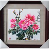 家生产苏成品挂画客书房办TCW绣公室带框装 饰画手工刺厅绣牡丹厂