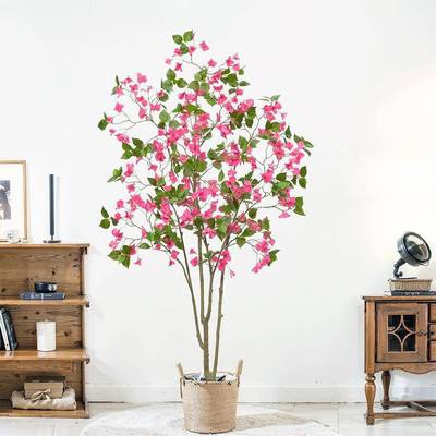 大型景真绿植三角梅树盆栽室内物客厅仿落地装饰植造假TWW树摆件