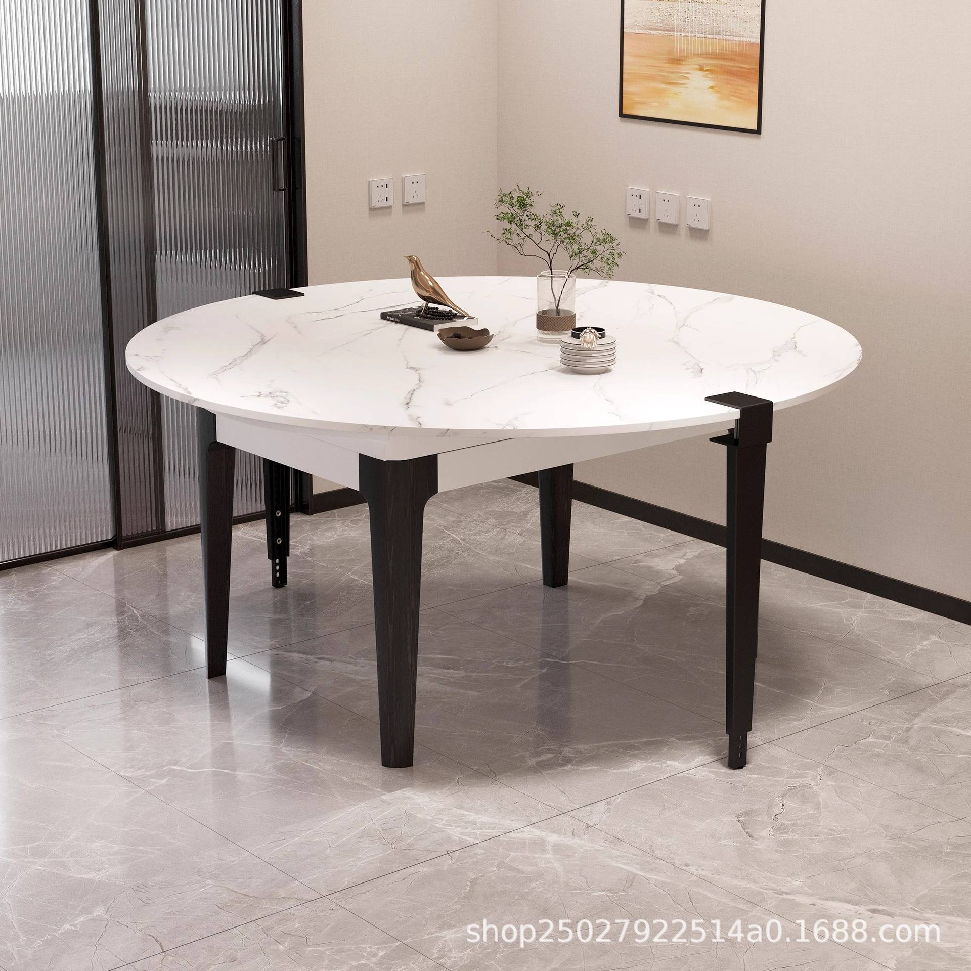 4分可折叠圆桌面板实木圆桌餐桌家用临时单独圆台面10大桌子15人