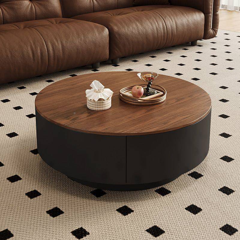 中古风胡岩板圆形茶几客厅家木用现代轻奢简约风厂家直供桃古意式