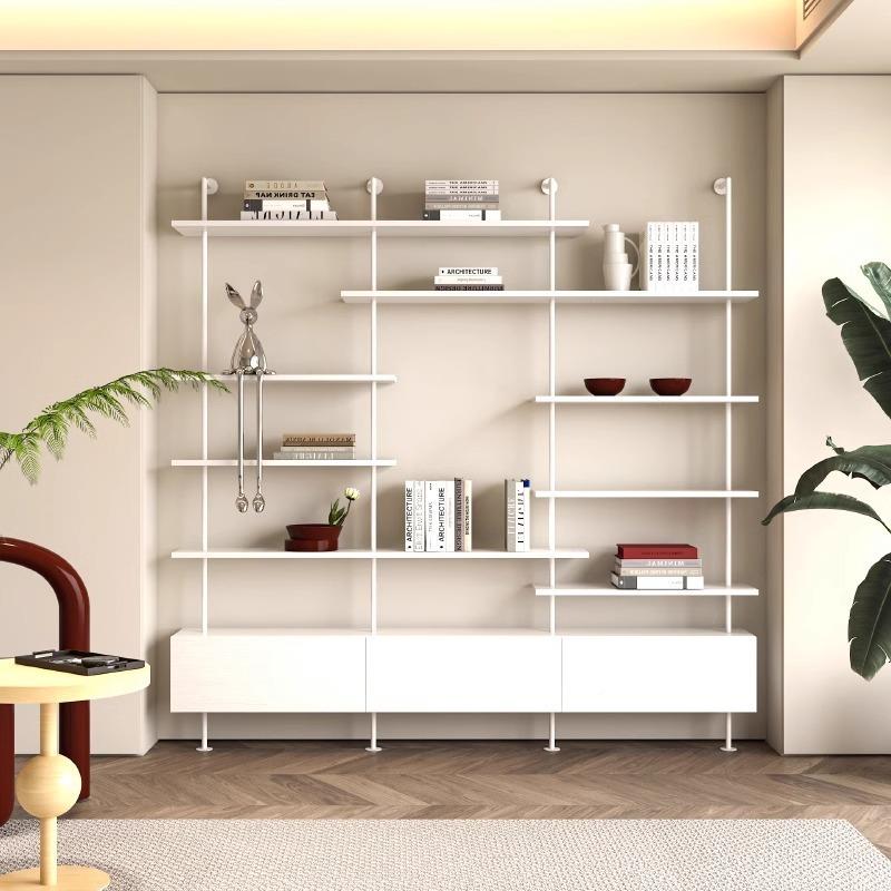 意式极简15481书式架隔中板展示架古风客置厅陈列铁艺物架一体靠