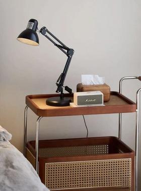 实锈木移动17757带轮客边几不钢纳中古小推车厅储物藤编置收物简