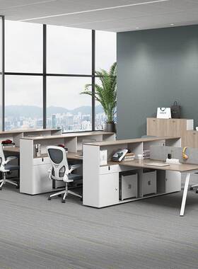 时财务办公桌椅组合简约37074现代T型双2人面对面尚位工公办公桌子办室