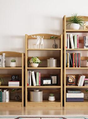实木落地书柜架组物合书学生置架靠墙简65816易储全物柜创意花架