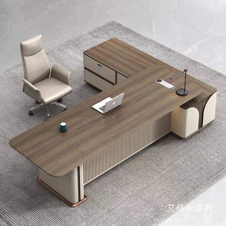 简约现代老板桌办公桌主椅组合总裁经理桌轻奢烤GWL漆办公室班管