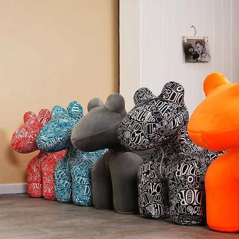 懒人沙发简约卡通可客创厅意NPF摆件小马网椅儿童爱座椅创意红动