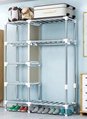 5简易衣柜房家V用挂卧室布衣柜全钢架加厚QKO出租收纳衣橱钢管结