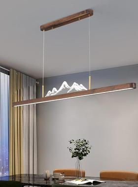 北美胡桃长条餐23870木厅LED复古风中山灯具灯新中实式一字木茶室