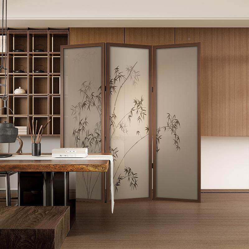 现入10254代中式折叠屏风隔断客厅动户遮挡茶室卧室移装简约饰竹
