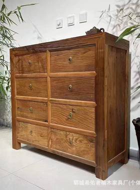 中式老12818榆木斗柜抽屉储收纳柜家用实餐边柜木八斗物柜式民宿