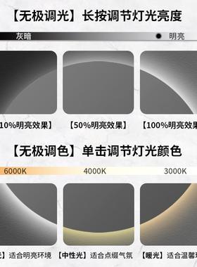 圆智能浴13655室镜卫生间带灯led应触摸屏感防雾发光挂免打形孔圆