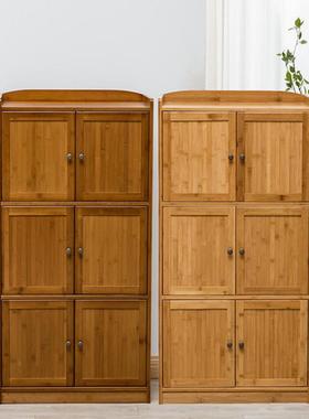 IL全楠竹餐边柜现代物简约储物柜置架厅高柜72361客子门多层厨带