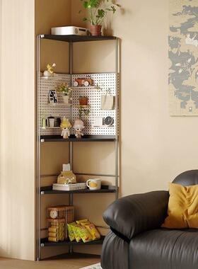 实木转角置物架家风中古包毫斯50781不锈客厅拐角收纳钢架用多层