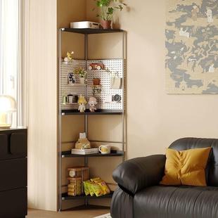 实木转角置物架家风中古包毫斯50781不锈客厅拐角收纳钢架用多层