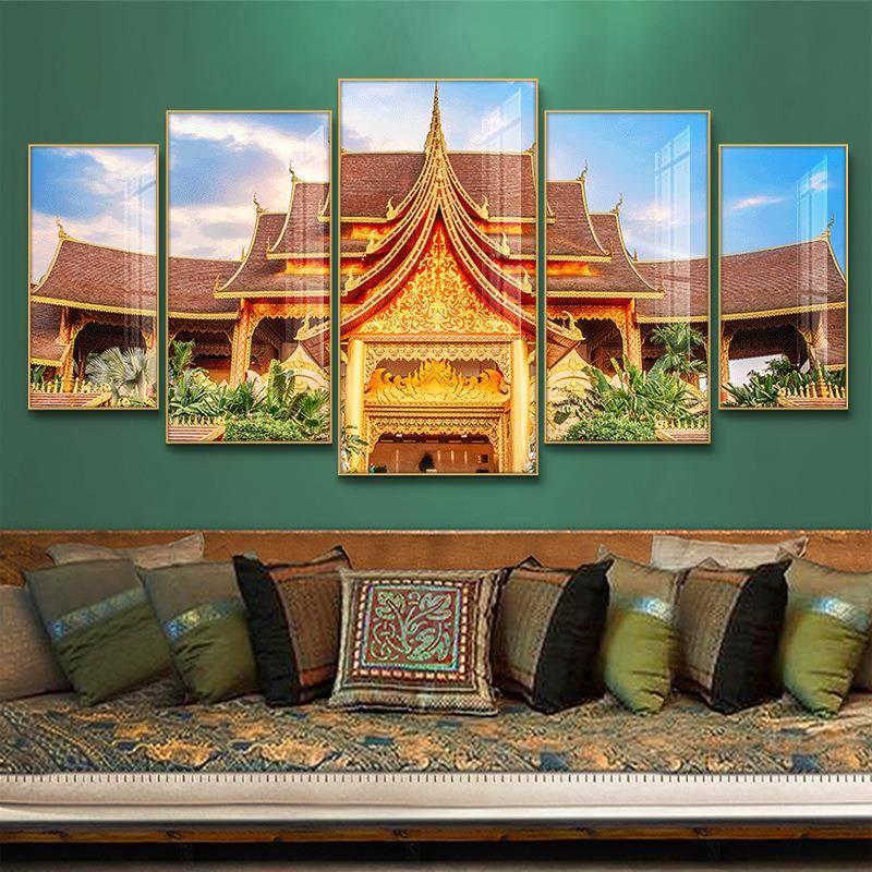 东NDM南亚风格挂饰画泰墙面装傣族景壁画云南风情民式背宿客厅装