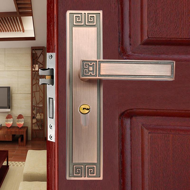 新式门锁静音磁吸铜卧中室间实木门房锁具红古家用房门室内GUS锁