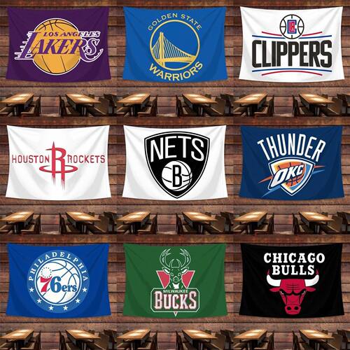 NBA球队队标LOGO背景布宿舍房间卧室装扮装饰挂布篮球布