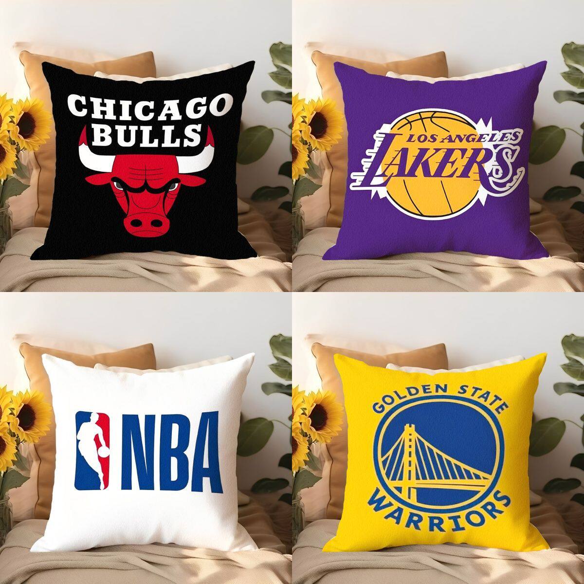NBA周边抱枕篮球队标队徽湖人勇士靠枕客厅沙发靠垫枕抱枕套定制