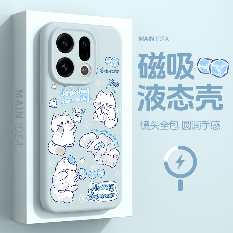 适用于oppo磁吸手机壳可爱小猫