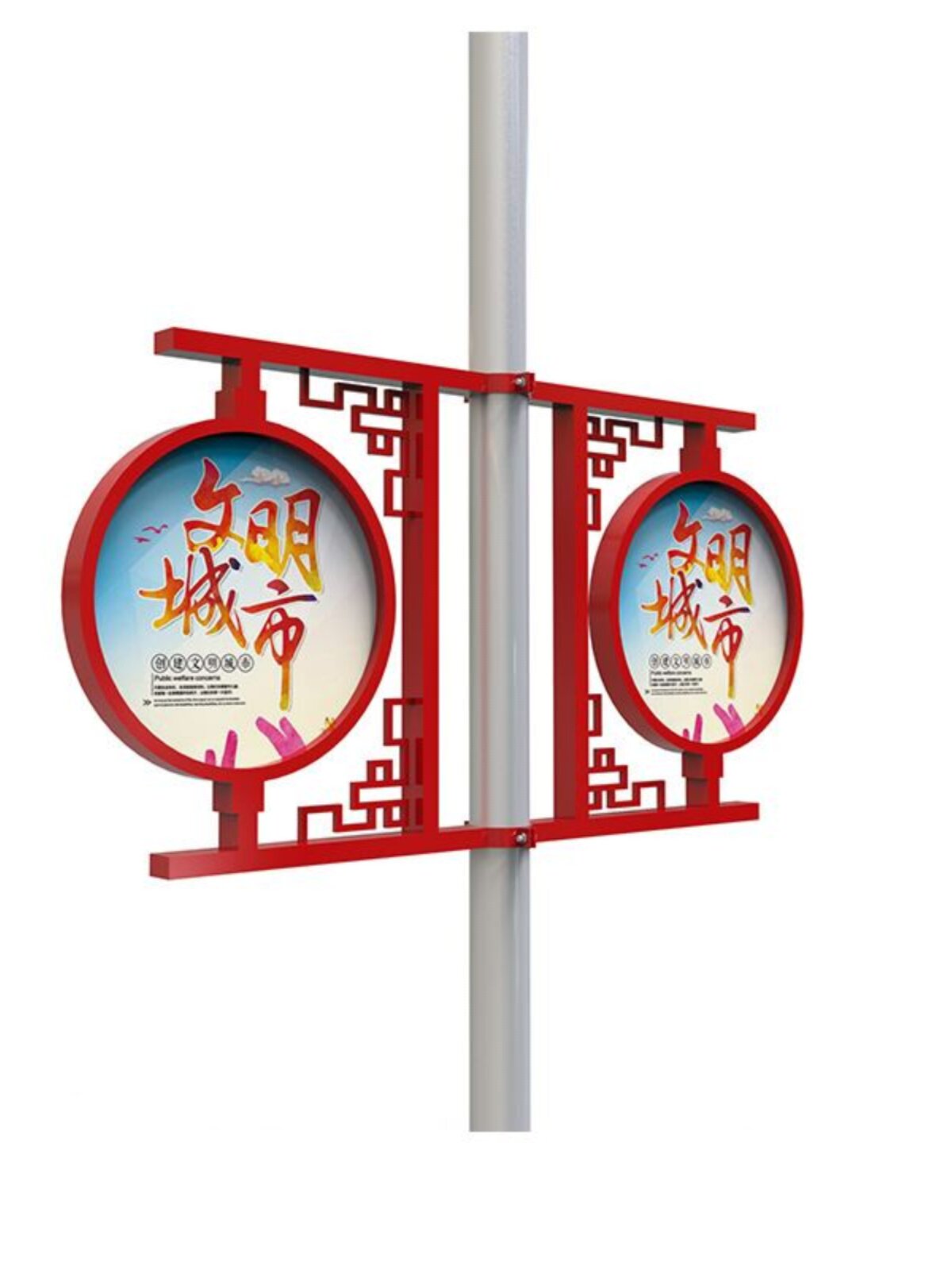 促灯杆灯箱户外电线杆灯箱路灯杆广告牌太阳能灯杆道旗悬挂双面销