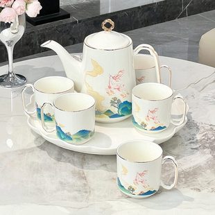 杯乔迁家用客厅水杯居水茶杯轻奢高档结婚新具具 茶壶陶瓷茶具套装