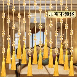 饰过道免打孔流苏玄关帘客厅厕所葫芦水晶挂帘 隔断卧室门帘珠帘装