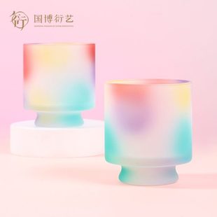 中國水晶深處玻璃家杯套茶具國桃花創意家居對生日禮物 博物館裝