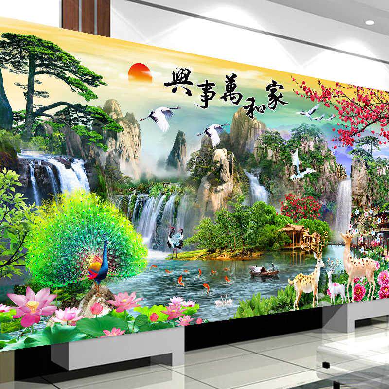 钻石画满钻新款家和万事兴客厅风景点贴钻十字绣5D粘砖石画2025年